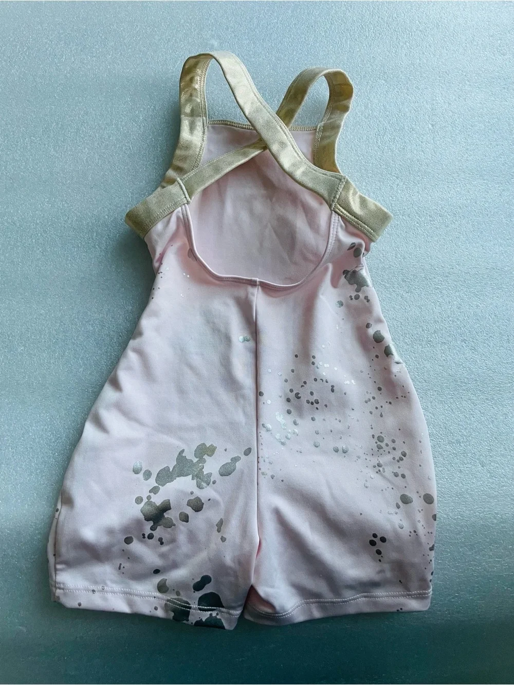 Justice Light Pink One-Piece Swimsuit with Gold Metallic Accents